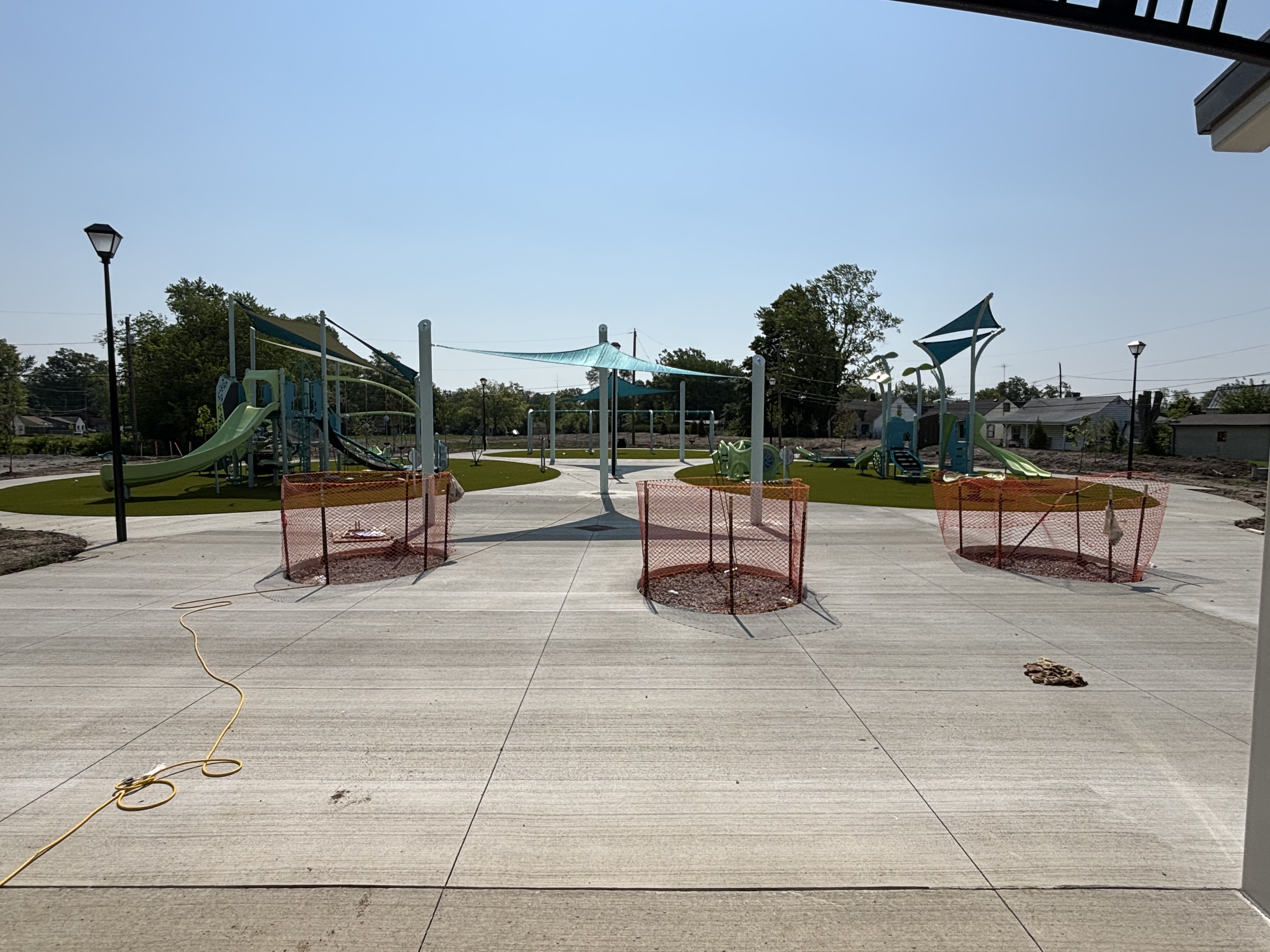View to the East showing slides and shade