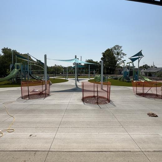 View to the East showing slides and shade View to the East showing slides and shade